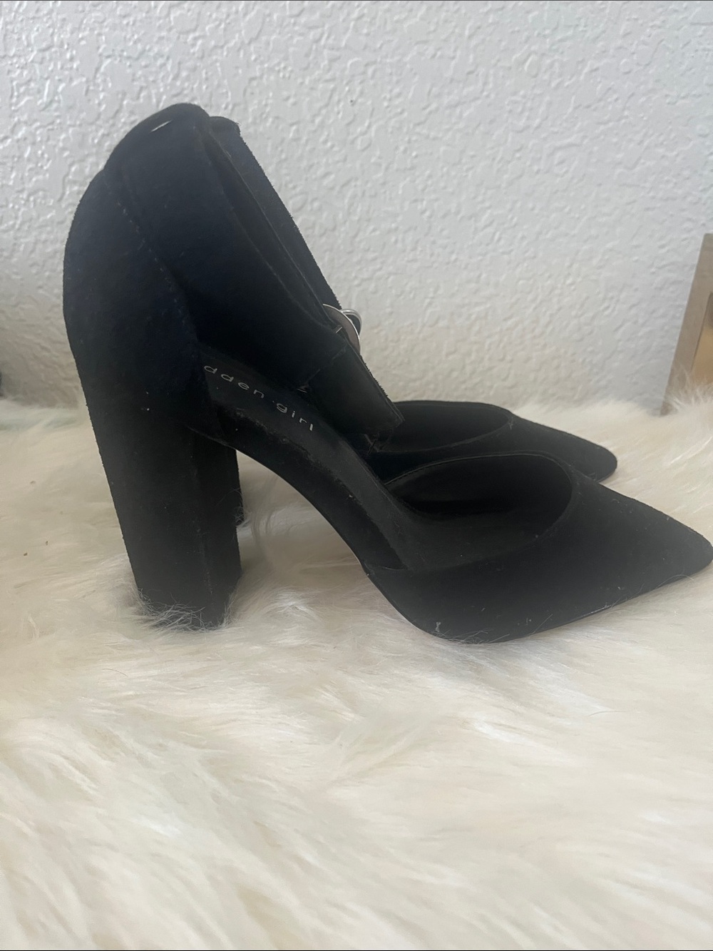 Madden Girl Black Pointed Ankle-Strap Pumps